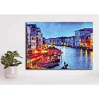 PIXELARTZ Canvas Paintings - Europe City Street Sunset - Without Frame - Modern Art Paintings - Paintings for Home Decor - Paintings for Drawing Room - Wall Paintings for Bedroom - Paintings for Living Room - Canvas Paintings for Wall.-thumb1