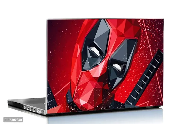 PIXELARTZ Laptop Skins Super Hero Deadpool Polygon Glitter 15.6 Inches Laptop Skins/Stickers for Dell-Lenovo-Acer-HP (1099)