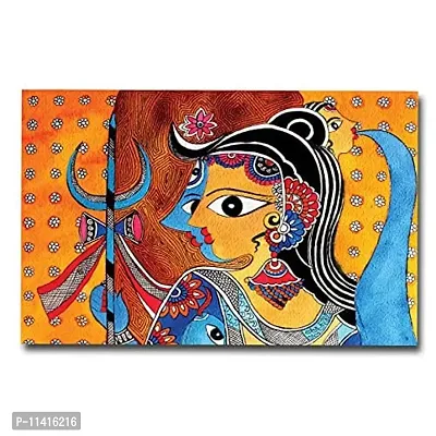 PIXELARTZ Canvas Painting Madhubani Painting of Lord Shiva and Shakti for Home Decor ( Without Frame )-thumb0