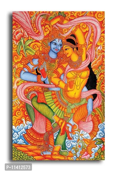 PIXELARTZ Canvas Painting - Radha Dancing with Shri Krishna - Without Frame