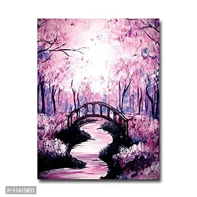PIXELARTZ Canvas Painting Spring Bridge Modern Art Painting for Home Decor ( Without Frame )