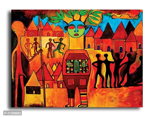 PIXELARTZ Canvas Painting - African Village Painting