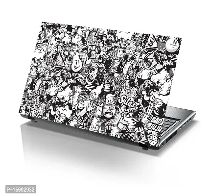 PIXELARTZ Pixel Artz Laptop Skin - Graffiti - Black  White - Stickers - HD Quality - 15.6 inches-thumb0