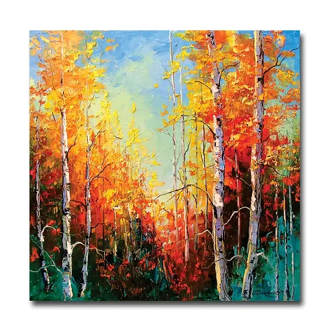 PIXELARTZ Canvas Painting Golden Autumn Modern Art Painting for Home Decor ( Without Frame )