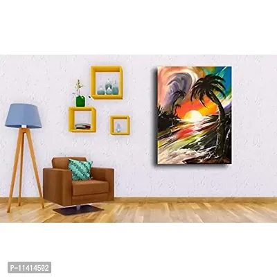 PIXELARTZ Canvas Painting Beach Sunset Canvas Modern Art Painting for Home Decor ( Without Frame )-thumb2