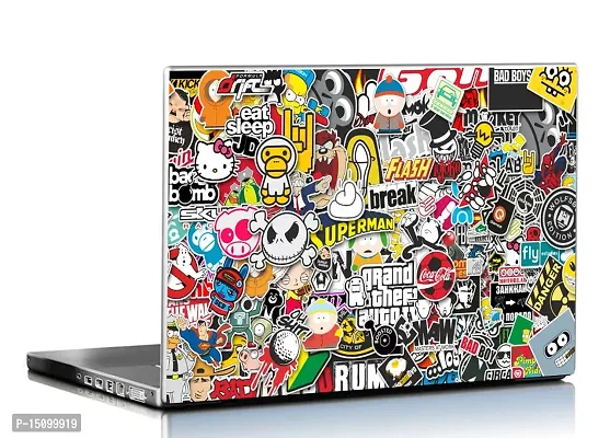 PIXELARTZ Laptop Skin GTA Stickers Collage 15.6 inches for Dell, Lenovo, Acer, HP and Sony Laptops-thumb0