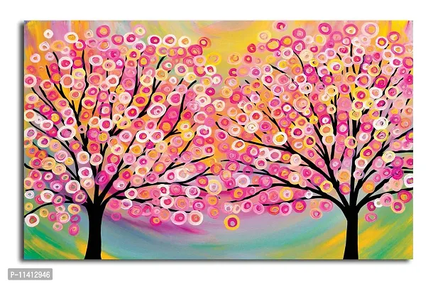 PIXELARTZ Canvas Painting - Abstract Blossoming Trees - Without Frame