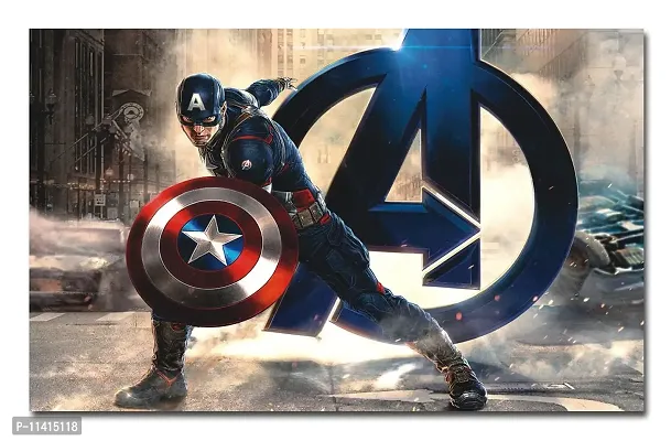 PIXELARTZ Wall Poster - Captain America Poster - 35 Inch X 23 Inch