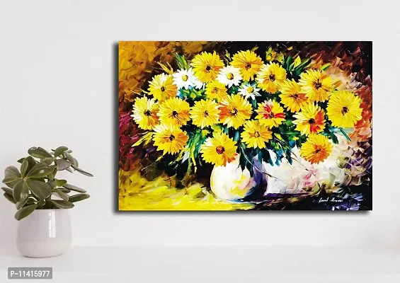 PIXELARTZ Canvas Paintings - Vase With Flowers Still Life Art - Without Frame - Modern Art Paintings - Paintings for Home Decor - Paintings for Drawing Room - Wall Paintings for Bedroom - Paintings for Living Room - Canvas Paintings for Wall.-thumb2