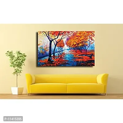 Pixel Artz Autumn Forest Nature Canvas Modern Art Paintings Without Frame (Multicolour, Small)-thumb0