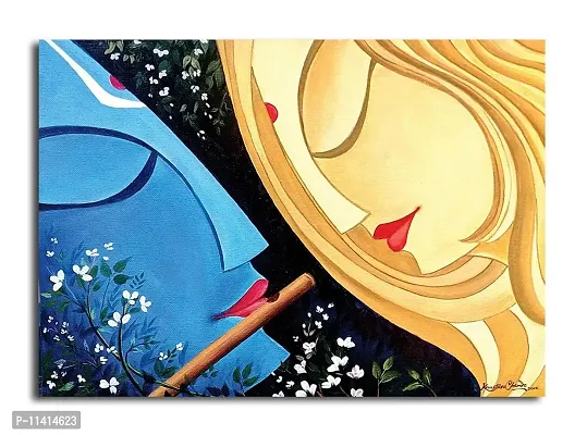 PIXELARTZ Canvas Painting - Radha Krishna - Eternal Love - Religious Canvas Paintings - Paintings for Home Decor - Paintings for Drawing Room - Wall Paintings for Bedroom - Paintings for Living Room - Canvas Paintings for Wall - Without Frame.
