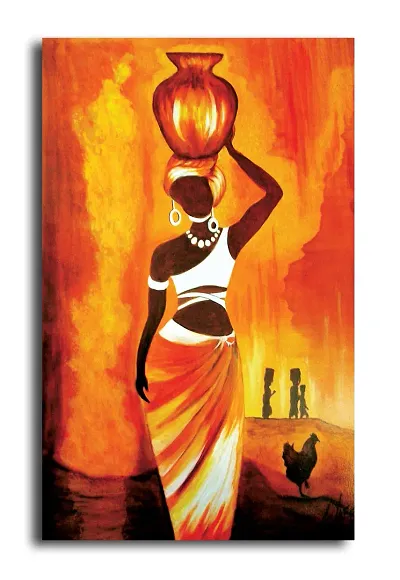 Pixel Artz Polyresin People The Watering Hole African Women Painting, Multicolour, Small