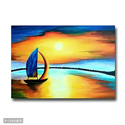 PIXELARTZ Canvas Painting Sailing In The Night Modern Art Painting for Home Decor ( Without Frame )