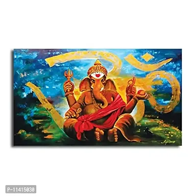 PIXELARTZ Canvas Painting Om Ganesha Modern Art Painting for Home Decor ( Without Frame )