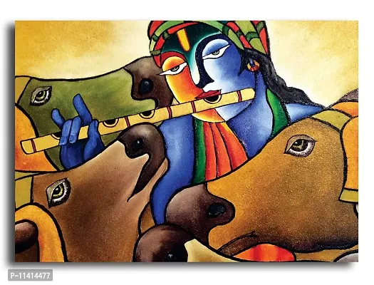 PIXELARTZ Canvas Painting - Krishna Mural - Without Frame