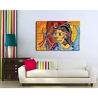 PIXELARTZ Canvas Painting Madhubani Painting of Lord Shiva and Shakti for Home Decor ( Without Frame )-thumb1