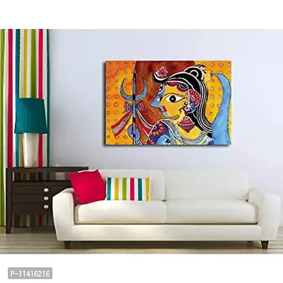 PIXELARTZ Canvas Painting Madhubani Painting of Lord Shiva and Shakti for Home Decor ( Without Frame )-thumb2