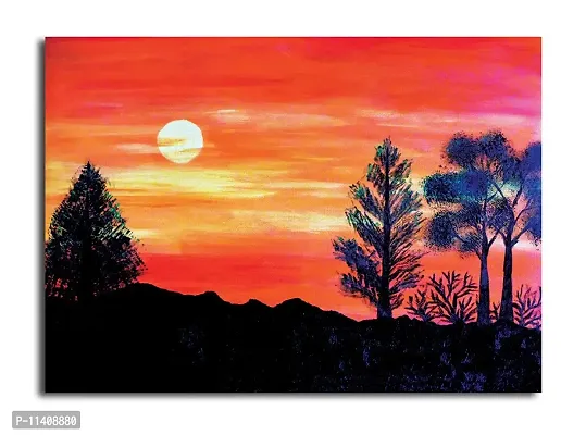 PIXELARTZ Canvas Painting - Sunset Landscape Painting