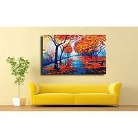 Pixel Artz Autumn Forest Nature Canvas Modern Art Paintings Without Frame (Multicolour, Small)-thumb1