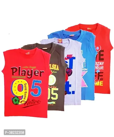 Stylish Cotton Sleeveless Regular Fit  T-Shirt Pack of 5