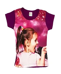 Stylish Cotton Printed T-Shirt For Girls - Pack of 5 Assorted-thumb1