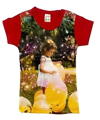 Stylish Cotton Printed T-Shirt For Girls - Pack of 5 Assorted-thumb2