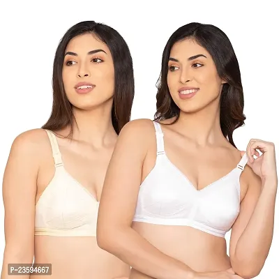 Women's Plus Size Basic Cotton Wire-Free White Bra