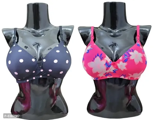 Buy Cotton Spandex Multicolored Printed Push Up Padded Bras - Pack Of 2  Online In India At Discounted Prices