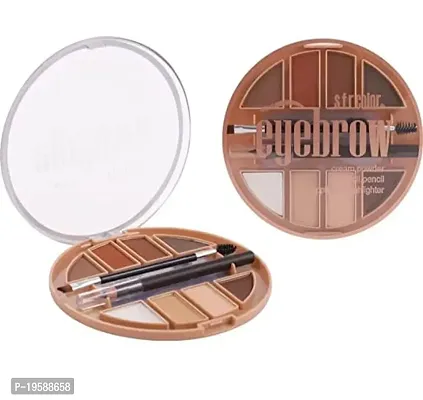 S.F.R. COLOR 8 color eyebrow powder with black / brown/ and coffee eyebrow color | eyebrow cream with eyebrow pencil | eyebrow stencil and applicator highlighter | eyebrow pencil, mascara brush-thumb2