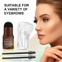 MYN Professionals Eyebrow Color Stamping Kit - 3 Stencils + 2Pcs Eyebrow Brush, Long Wear Natural Finish Eye Brow Makeup (Black)-thumb1