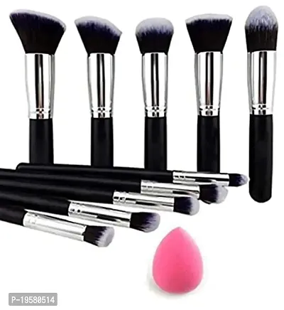 Makeup Brushes Set Tool Pro Foundation Eyeliner Eyeshadow,etc with Blender Sponge Puff-11 Pieces(Random Colour)-thumb0