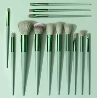 New 13pc Makeup Brush Set with soft fluffy pouch cosmetic makeup brush set pack of 13 with travel bag (green)-thumb4