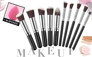 Makeup Brushes Set Tool Pro Foundation Eyeliner Eyeshadow,etc with Blender Sponge Puff-11 Pieces(Random Colour)-thumb1