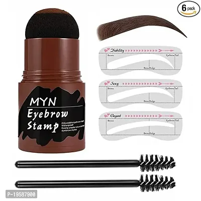 MYN Professionals Eyebrow Stamp Shaping Kit with 3 Reusable Eyebrow Stencils hicker and Fuller Brows Eyebrow Pen Brushes,Waterproof Long Lasting Buildable Eyebrow Makeup (Brown)-thumb0