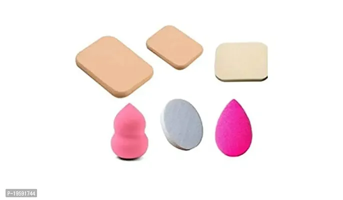 Womens  Girls 6in1 Multicolour Makeup Sponge Beauty Blenders Pack for Blending Face Makeup Foundation Sponge Set for Face Makeup - (Pack of 6)-thumb3