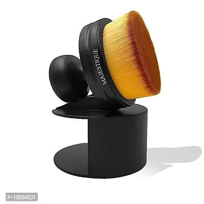 SIMS Foundation Makeup Brush Flat Top Hexagon Face Blush Liquid Powder Foundation Brush for Blending Liquid, Cream, or Flawless Powder Cosmetics with Bonus Protective Case (Black) (BLACK)