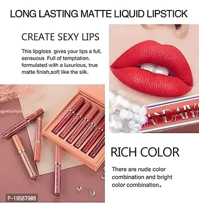 SIMS HANDAIYAN 6 Colours Liquid Lipstick Waterproof Matte Liquid Lip Gloss Waterproof Durable Lip Gloss Set (A)-thumb5