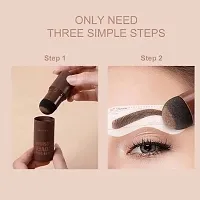 2 In 1 Eyebrow  Hairline Stamp with Stencil Kit | Hair Shading Sponge Pen | Hairline Eyeshadow Pen | Instant Haircolor (Pack of 1 Eyebrow Stamp + 3 Stencil, Color -Dark Brown)-thumb4