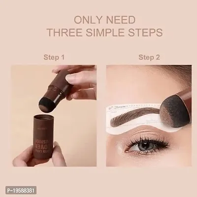 2 In 1 Eyebrow  Hairline Stamp with Stencil Kit | Hair Shading Sponge Pen | Hairline Eyeshadow Pen | Instant Haircolor (Pack of 1 Eyebrow Stamp + 3 Stencil, Color -Dark Brown)-thumb5