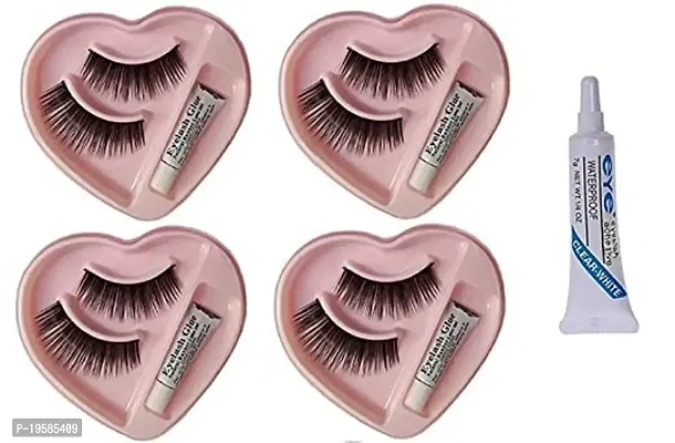 Natural and easy to wear 4 heart shape eyelashes with glue