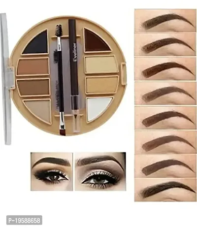 S.F.R. COLOR 8 color eyebrow powder with black / brown/ and coffee eyebrow color | eyebrow cream with eyebrow pencil | eyebrow stencil and applicator highlighter | eyebrow pencil, mascara brush-thumb4