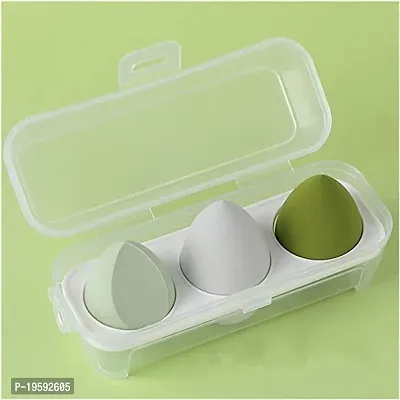 Blender Sponge 3 Pcs in A Storage Box ,Makeup Cosmetic Puff Makeup Sponge With Storage Box (Multicolour) ( Random Colour) (3 in 1 Blenders)-thumb3