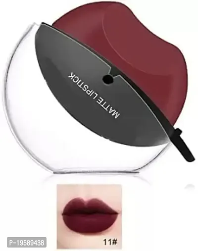 Lip Shape Design Lazy Long Lasting Waterproof Non-Stick Cup Matte Lipstick (BERRY, 10 g)-thumb0