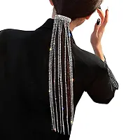 SIMS 1 Set Of Hair Clips For Women With Diamond Necklace Tassel Hairpins Ponytail Holder Hair Accessories Tassel Crystal Headdress (Silver)-thumb2