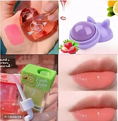 Moisturizing and Hydrating Heart Lip Gloss Tint, Cartoon Lip Balm and Jucie Gloss for Dry and Chapped Lips in Cute Heart-shaped Packaging ? Pack of 3