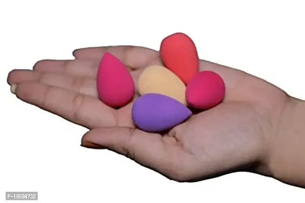 Multicolor Tear Shape Mini Beauty Blender Sponge With Storage Box - Pack of 5, Assorted Colour-thumb4