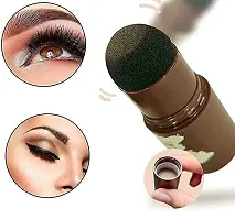 2 In 1 Eyebrow  Hairline Stamp with Stencil Kit | Hair Shading Sponge Pen | Hairline Eyeshadow Pen | Instant Haircolor (Pack of 1 Eyebrow Stamp + 3 Stencil, Color -Dark Brown)-thumb3