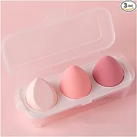 Blender Sponge 3 Pcs in A Storage Box ,Makeup Cosmetic Puff Makeup Sponge With Storage Box (Multicolour) ( Random Colour) (3 in 1 Blenders)-thumb1