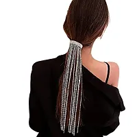 SIMS 1 Set Of Hair Clips For Women With Diamond Necklace Tassel Hairpins Ponytail Holder Hair Accessories Tassel Crystal Headdress (Silver)-thumb3