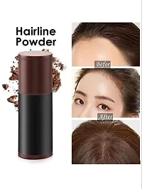 Natural Hairline Powder, Hair Shading Sponge Pen, Hairline Shadow Powder Stick, Quick Root Touch-Up, Waterproof Hair Root Concealer For Thinning Hair, Paired With 3 Pairs Of Eyebrow Stamp (Black)-thumb1